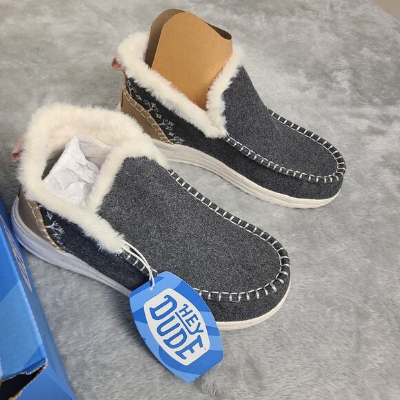 Hey Dude Denny Wool Faux Shearling Boot Slip On Comfy Womens‎ Size 7 NIB - Picture 1 of 11